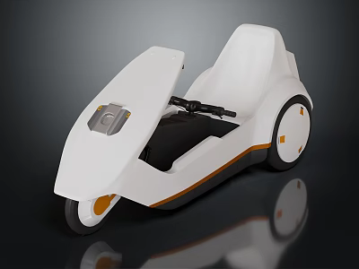 Futuristic White Single Seat Vehicle With Streamlined Design And Orange Accents 3d model