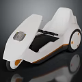 Futuristic White Single Seat Vehicle With Streamlined Design And Orange Accents