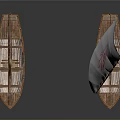 Wooden Sailboat Models As Water Transport With Sails And Red Emblem On Sail