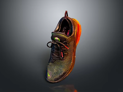 Comfortable Stylish Modern Sneakers With Black Orange Gradient Mesh For Daily Life 3d model