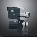 Vintage Blue And White Projector Equipment With Classic Lens And Body Design