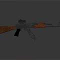 Classic Assault Rifle With Wooden Stock Metal Barrel And Attached Scope