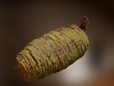 Close Up View Of Green And Brown Pine Cone With Spiral Scales And Small Tip 3d model