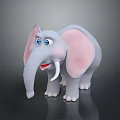 Cute Cartoon Elephant Toy With Large Pink Ears Blue Eyes And White Tusks