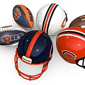 Authentic Chicago Bears Themed Sports Equipment Including Helmets and Footballs