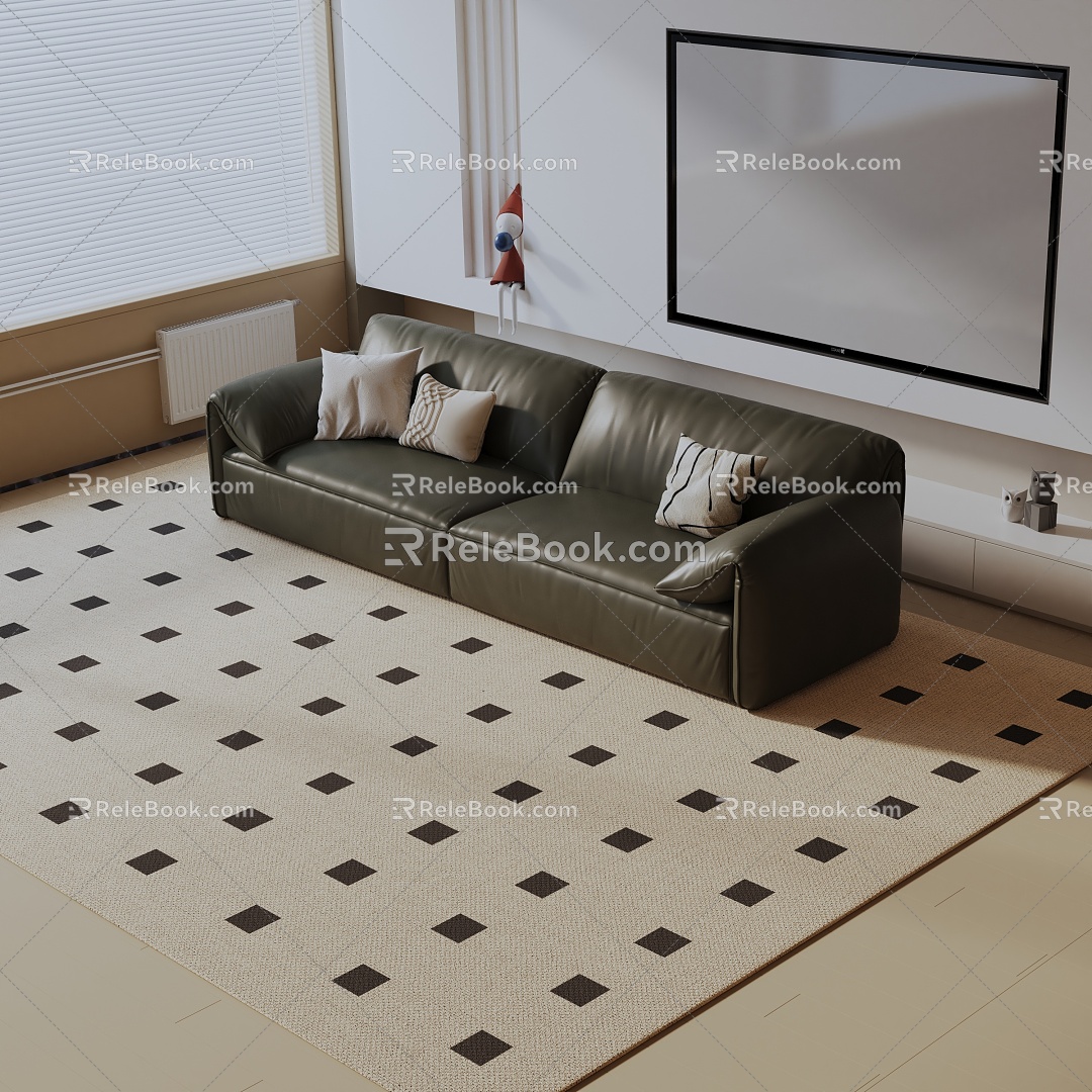 Modern three-seat sofa 3d model