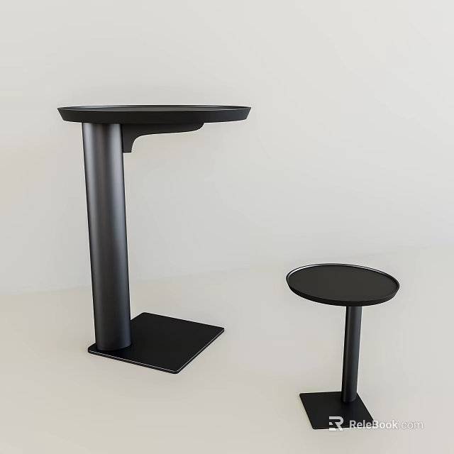 Modern Black Side Tables With Different Heights And Sleek Design For Interior 3d model