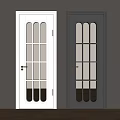 Modern Interior Flush Doors With White And Black Frames Striped Glass And Gold Handles