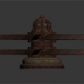 Industrial Mechanical Equipment With Rusted Metal Blades And Radial Structure
