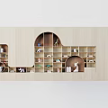 Kindergarten Modeling Bookcase Reading Room Bookcase Bookshelf Display Cabinet Decorative Cabinet Book Decorative Ornaments 3d model