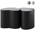 Black Modern Coffee Table With Connected Curved Shape And Smooth Surface 3d model