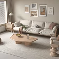 Nordic Sofa Coffee Table Combination 3d model
