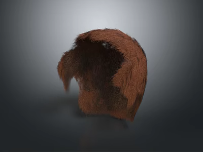 Detailed Realistic Brown Head Fur Featuring Fluffy Dense Textures And Natural Look 3d model