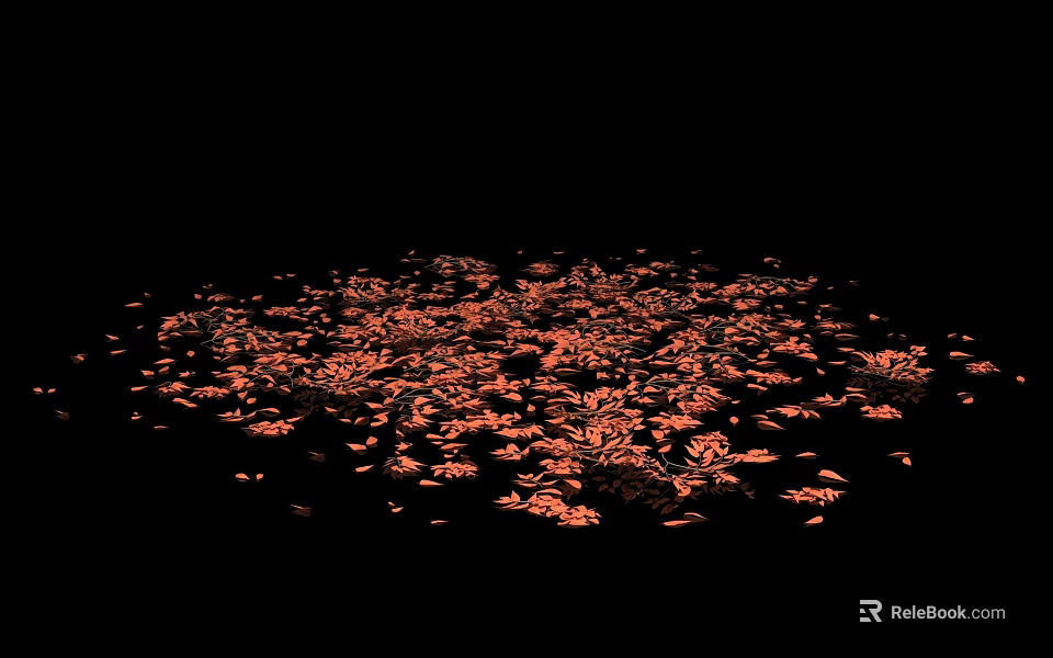 Vibrant Red Orange Ground Cover With Leafy Patterns On Dark Background 3d model