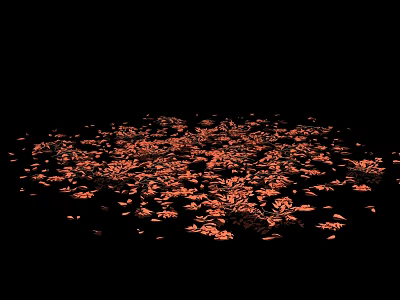 Vibrant Red Orange Ground Cover With Leafy Patterns On Dark Background 3d model