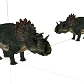 Two Triceratops Reptile Models With Frills Horns And 3D Detailed Design