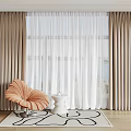 Elegant Beige Curtains With White Sheer Panels For Window Interior Design