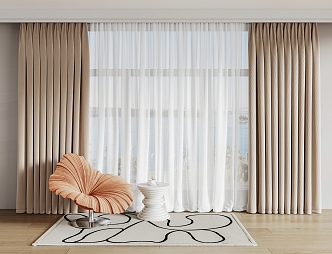 Modern Curtain Window Screen 3d model