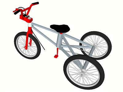 Red Handlebars Gray Frame Tricycle With Black Seat And Three Black Tires 3d model