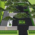 Garden Landscape Design With Trees Water Features Paths And Open Lawn Areas 3d model