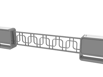 Garden Ornamental Rail With Decorative Patterns And Gray Pillars For Outdoor Use 3d model