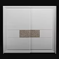 Modern White Wardrobe Interior Design With Sliding Doors And Decorative Geometric Panel