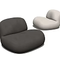 Modern Minimalist Single Sofa with Gray and Beige Upholstered Curved Design