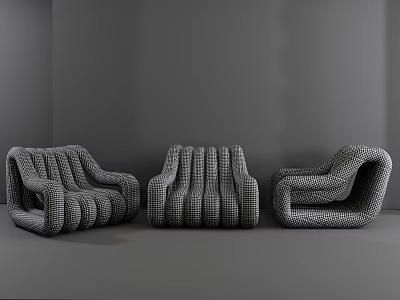 Modern Stylish Single Sofa With Woven Geometric Texture And Comfortable Design 3d model