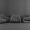 Modern Stylish Single Sofa With Woven Geometric Texture And Comfortable Design 3d model