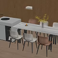 Light Luxury Dining Table and Chair Marble Island Table Dining Table and Chair Open Restaurant 3d model