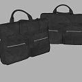 Two Black Leather Briefcases With Handle And Zipper Pockets Design