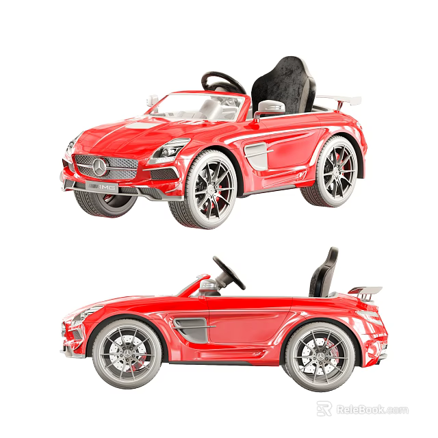 Red Kids Ride On Convertible Sports Car With Black Seat And Steering Wheel 3d model 