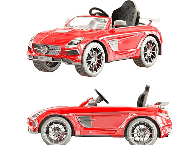 Red Kids Ride On Convertible Sports Car With Black Seat And Steering Wheel 3d model