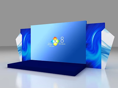 Modern Display Stand For Windows 8 Release Preview With Blue Background 3d model