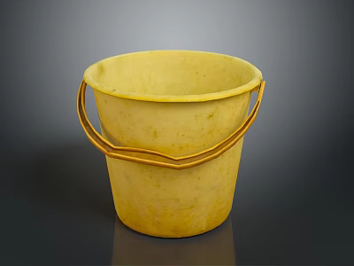 Practical Yellow Household Bucket With Golden Curved Handle For Daily Use 3d model