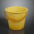 Practical Yellow Household Bucket With Golden Curved Handle For Daily Use