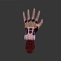 Golden Mechanical Hand With Metallic Wrist Structure And Red Base Decoration