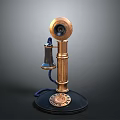 Vintage Electronic Telephone With Classic Design And Brass Dial Finish
