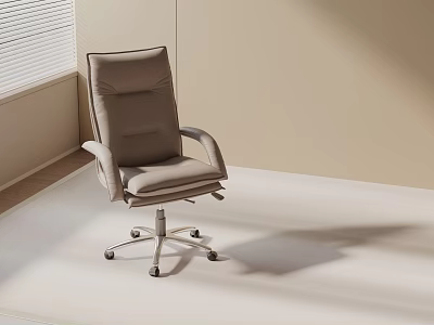 High Back Leather Office Chair with Armrest and Metal Casters in Modern Office 3d model