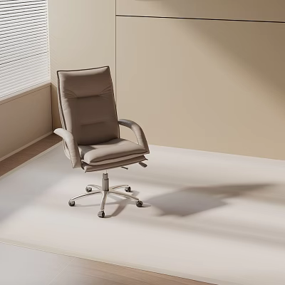 High Back Leather Office Chair with Armrest and Metal Casters in Modern Office 3d model