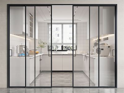 modern kitchen glass sliding door model