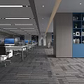 Modern Public Office Space Interior With Open Layout Office Desks Computers And Large Windows