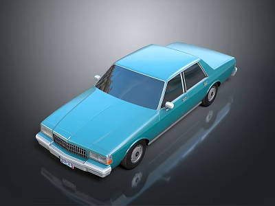 Light Blue Classic Sedan With Chrome Grille Bumper And Sleek Retro Design Reflection 3d model