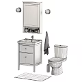 White Bathroom Vanity Cabinet With Mirror Toilet Towel And Accessories