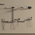 Poliform Modern Bathroom Shower System With Multiple Overhead And Handheld Heads 3d model