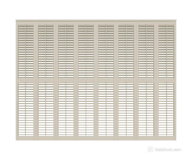 Elegant Beige Window Shutters With Classic Slats Interior Design For Home Decoration 3d model 