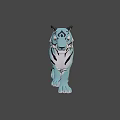 Blue and Black Striped Tiger Walking on Gradient Purple to Pink Background
