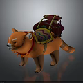 Red Panda Character with Colorful Backpack and Red Collar 3D Modeled Design