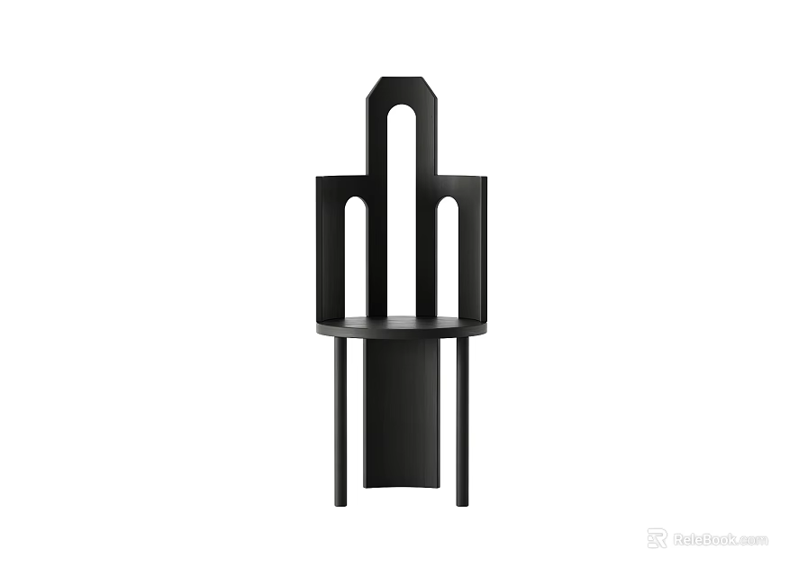 Stylish Black Single Chair With Modern Minimalist Design And Unique Backrest Structure 3d model 