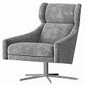 Modern Gray Textured Fabric Leisure Chair With High Back Armrests And Metal Swivel Base